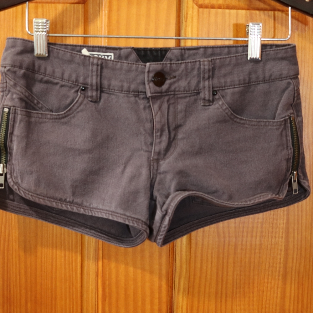 Roxy Gray Brown Denim Mini Jean Shorts Small